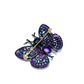Bochic “Orient” Multi Sapphires & Ruby Butterfly Brooch Set in 18k Gold & Silver