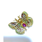 Bochic “Orient” Multi Sapphires & Ruby Brooch Set in 18k Gold & Silver