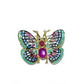 Bochic “Orient” Multi Sapphires & Ruby Brooch Set in 18k Gold & Silver
