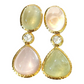 Bochic “Capri” Rose Quartz & Multi Gem Italian Earrings Set 18k Gold & Silver - 2 Pieces