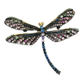 Bochic “Orient” Multi Sapphires & Ruby Brooch Set in 18k Gold & Silver