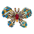 Bochic “Orient” Opal, Multi Sapphires & Ruby Brooch Set in 18k Gold & Silver