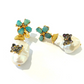 Bochic “Orient” Opal, Ruby & Multi Diamond Earrings Set in 18k Gold & Silver - 2 Pieces