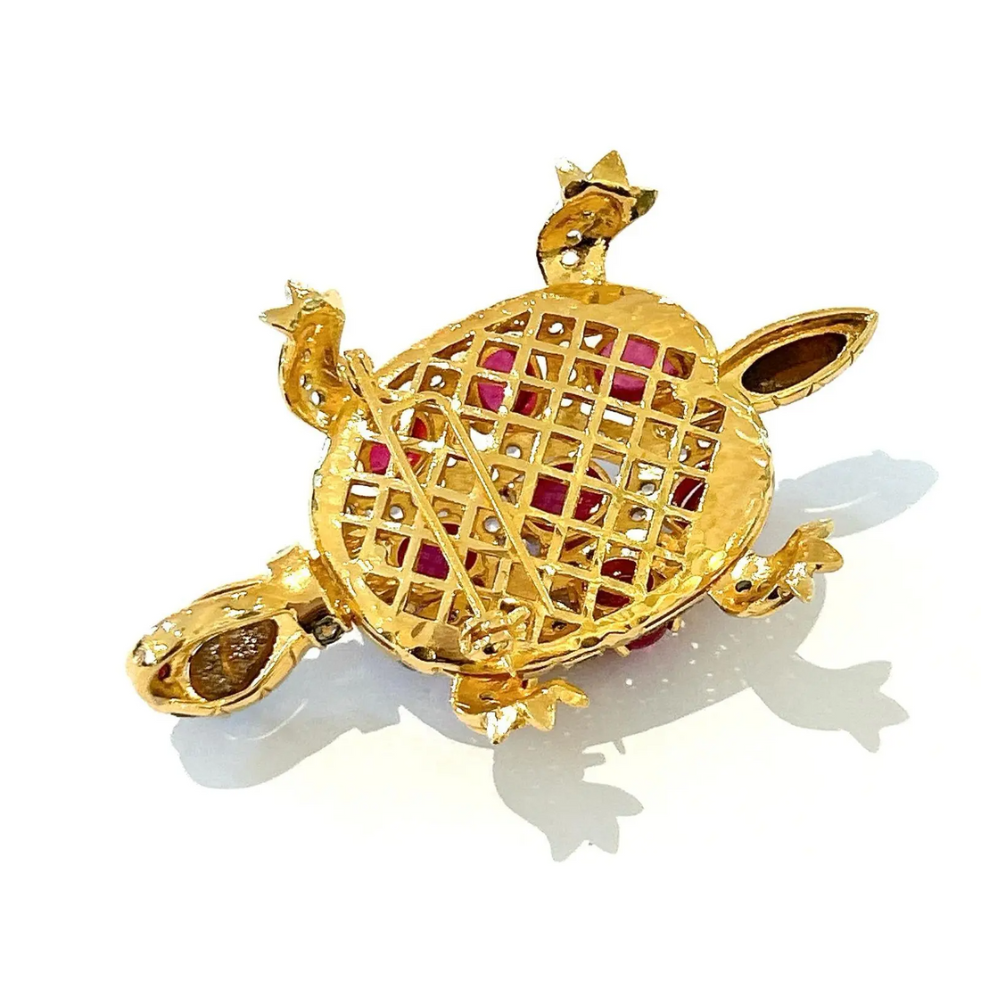 Bochic “Orient” Retro Multi Ruby, Topaz & Opal Brooch Set in 18k Gold & Silver