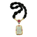 Bochic “Orient” Ruby, Sapphires & Mint Vintage Jade Necklace Set in 18 K Gold & Silver