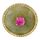 Bochic “Orient” Jade, Ruby & Diamond Dome Ring Set 18k & Silver Size 7