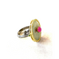 Bochic “Orient” Jade, Ruby & Diamond Dome Ring Set 18k & Silver Size 7
