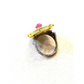 Bochic “Orient” Jade, Ruby & Diamond Dome Ring Set 18k & Silver Size 7