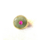 Bochic “Orient” Jade, Ruby & Diamond Dome Ring Set 18k & Silver Size 7
