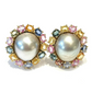 Bochic “Orient” Pearl & Multi Fancy Sapphire Earrings Set 18k Gold & Silver - 2 Pieces