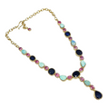 Bochic “Capri” Ruby, Sapphire, Opal Mix Gems Necklace Set in 18k Gold & Silver