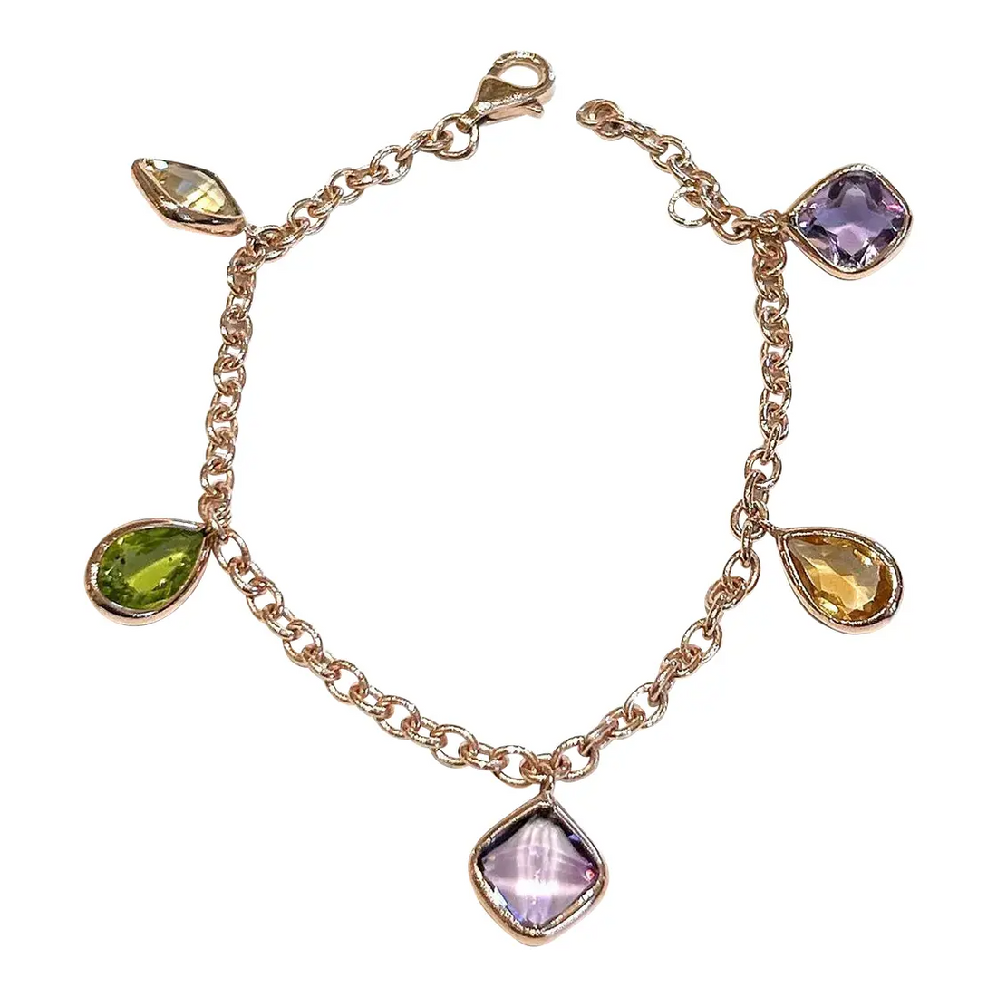 Bochic “Capri” Amethyst, Citrin & Peridot Bracelet or Anklet Set in 18k Gold & Silver