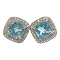 Bochic “Capri” Blue Topaz & White Topaz Italian Stud Earrings Set 18k - 2 Pieces