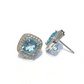 Bochic “Capri” Blue Topaz & White Topaz Italian Stud Earrings Set 18k - 2 Pieces