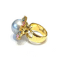 Bochic “Orient” Tahiti South Sea & Multi Sapphire Cluster Ring Set 18k & Silver Size 7