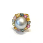 Bochic “Orient” Tahiti South Sea & Multi Sapphire Cluster Ring Set 18k & Silver Size 7