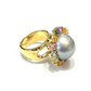 Bochic “Orient” Tahiti South Sea & Multi Sapphire Cluster Ring Set 18k & Silver Size 7