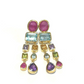 Bochic “Orient” Ruby & Multi Gem Chandelier Earrings Set 18k Gold & Silver - 2 Pieces