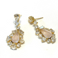 Bochic “Orient” White Topaz & Rose Quartz Earrings Set 18k Gold & Silver - 2 Pieces