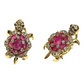 Bochic “Orient” Ruby & White Topaz Turtle Earrings Set 18k Gold & Silver - 2 Pieces