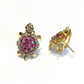Bochic “Orient” Ruby & White Topaz Turtle Earrings Set 18k Gold & Silver - 2 Pieces