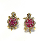 Bochic “Orient” Ruby & White Topaz Turtle Earrings Set 18k Gold & Silver - 2 Pieces