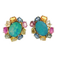Bochic “Orient” Opal & Multi Fancy Sapphire Earrings Set 18k Gold & Silver - 2 Pieces