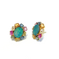 Bochic “Orient” Opal & Multi Fancy Sapphire Earrings Set 18k Gold & Silver - 2 Pieces