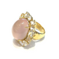 Bochic “Orient” Rose Quartz & White Topaz Cluster Ring Set 18k & Silver Size 7