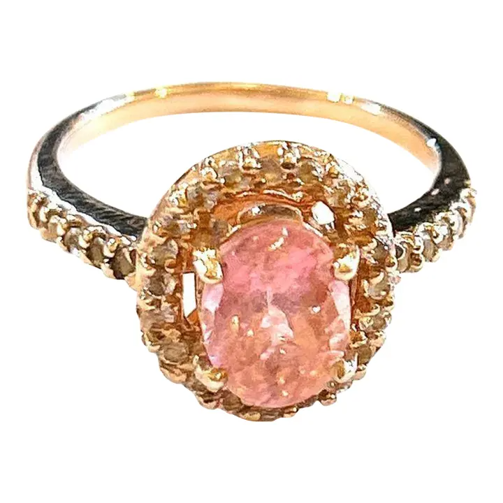 Bochic “Orient” Pink Tourmaline & Topaz Vintage Cluster Ring Set 18k & Silver, Size 7
