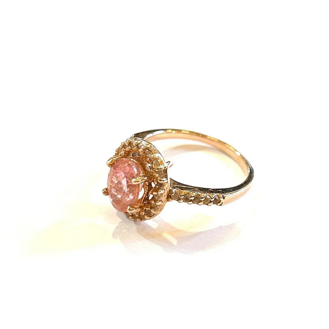 Bochic “Orient” Pink Tourmaline & Topaz Vintage Cluster Ring Set 18k & Silver, Size 7