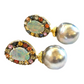 Bochic “Orient” Opal, South Sea Pearls & Sapphires Earrings Set 18k Gold & Silver - 2 Pieces