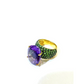 Bochic “Orient” Amethyst & Tsavorite Large Cocktail Ring 18k in Gold & Silver Size 7