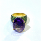 Bochic “Orient” Amethyst & Tsavorite Large Cocktail Ring 18k in Gold & Silver Size 7