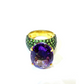 Bochic “Orient” Amethyst & Tsavorite Large Cocktail Ring 18k in Gold & Silver Size 7
