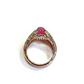 Bochic “Orient” Natural Tourmaline & Topaz Solitaire Ring Set 18K Gold & Silver