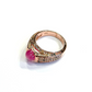 Bochic “Orient” Natural Tourmaline & Topaz Solitaire Ring Set 18K Gold & Silver