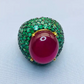 Bochic “Orient” Natural Emerald & Ruby Cocktail Ring Set In 18K Gold & Silver