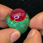 Bochic “Orient” Natural Emerald & Ruby Cocktail Ring Set In 18K Gold & Silver