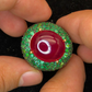Bochic “Orient” Natural Emerald & Ruby Cocktail Ring Set In 18K Gold & Silver