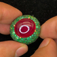 Bochic “Orient” Natural Emerald & Ruby Cocktail Ring Set In 18K Gold & Silver