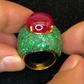 Bochic “Orient” Natural Emerald & Ruby Cocktail Ring Set In 18K Gold & Silver