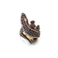 Bochic “Orient” Neoclassical Crocodile Red Garnet Ring Set 18K Gold & Silver