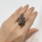 Bochic “Orient” Neoclassical Crocodile Red Garnet Ring Set 18K Gold & Silver