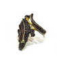 Bochic “Orient” Neoclassical Crocodile Red Garnet Ring Set 18K Gold & Silver