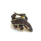 Bochic “Orient” Neoclassical Crocodile Red Garnet Ring Set 18K Gold & Silver