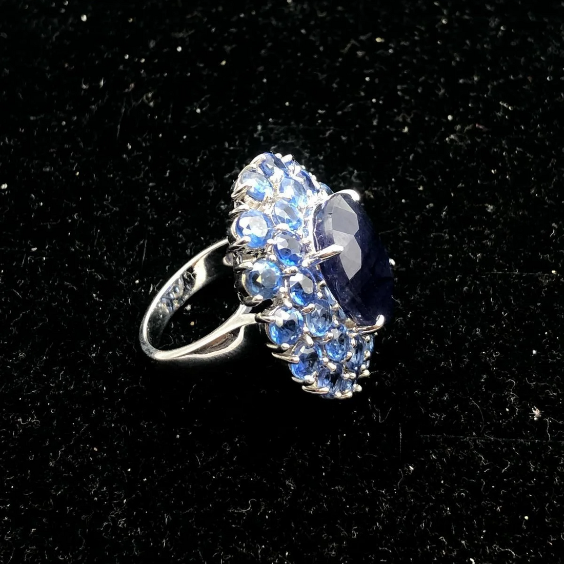 Bochic “Orient” Blue Sapphire & Kyanite Cocktail Ring Set In 18K Gold & Silver