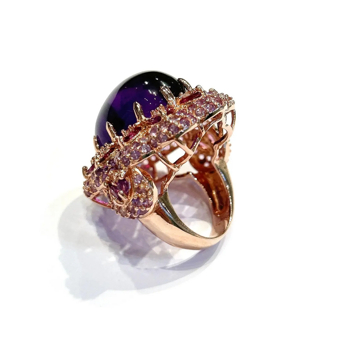 Bochic “Capri” Amethyst & Topaz Cocktail Ring Set In 18K Gold & Silver