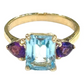 Bochic “Orient” Blue Topaz & Amethyst Ring Set In 18K Gold & Silver