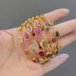 “Capri” Vintage Ruby & Multi Natural Gem Cuff Set In 18K Gold & Silver